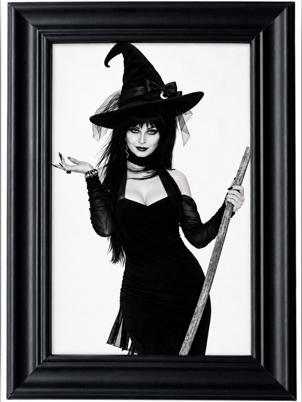 Elvira Framed Horror Queen Cult Classic Gothic Pin Up Art Halloween Witch Witchy